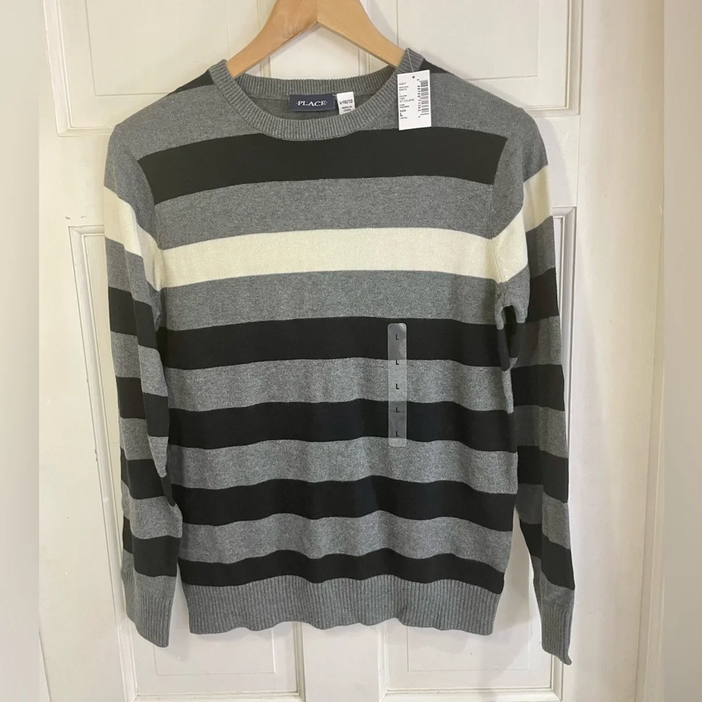 NWT Children’s Place boys 10/12 cotton sweater wide stripes